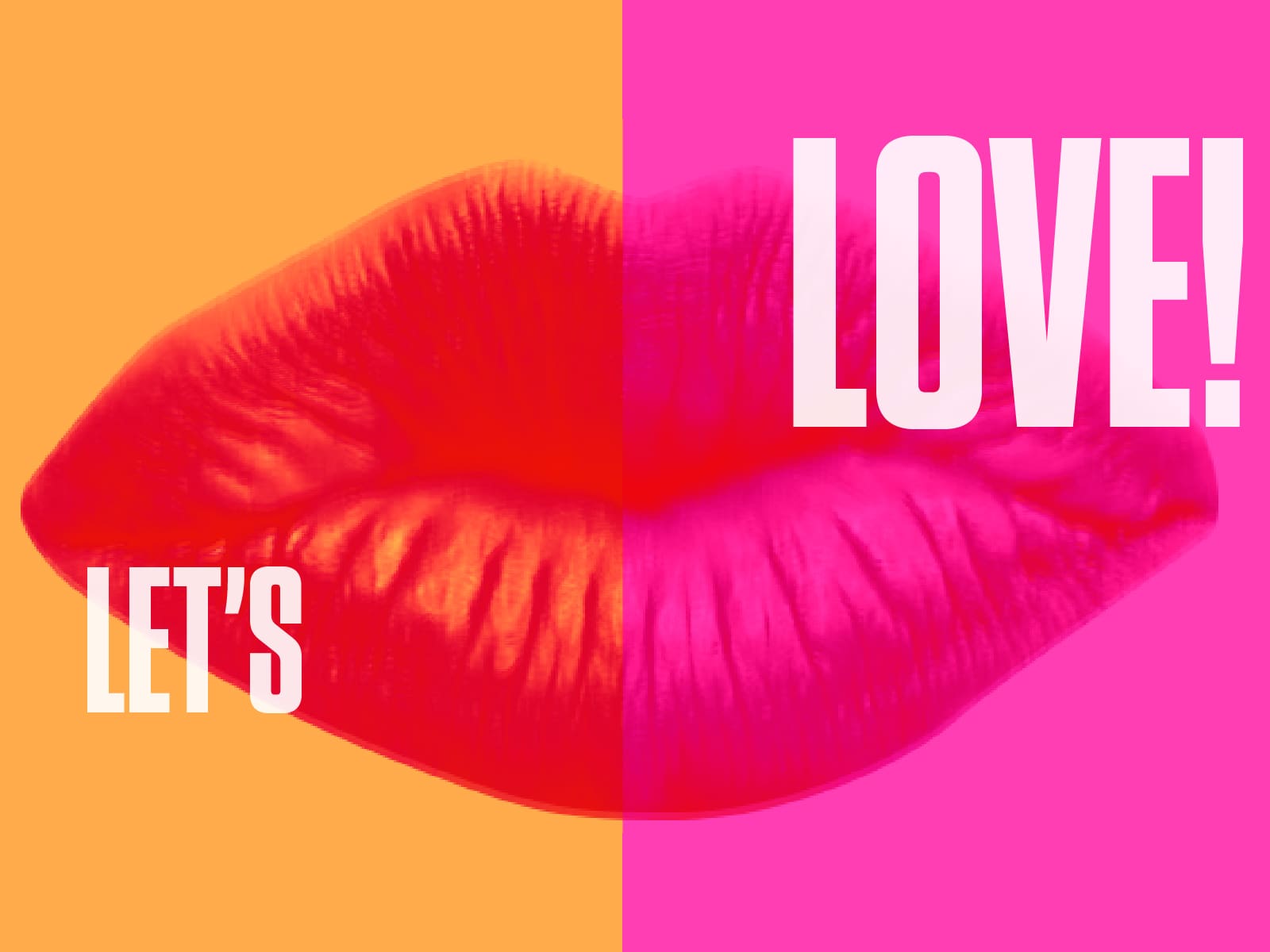 Lips in orange and pink with text "Let's Love!" Valentine's Day blog image.