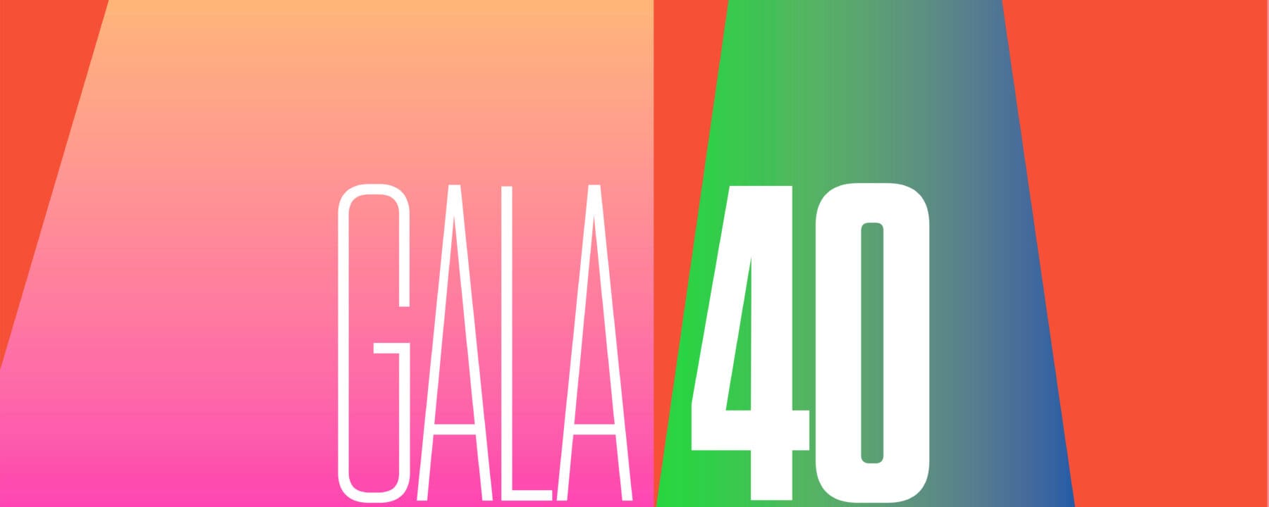 GALA 40 promotional graphic with vibrant colors for Atlantic Theater Company event.