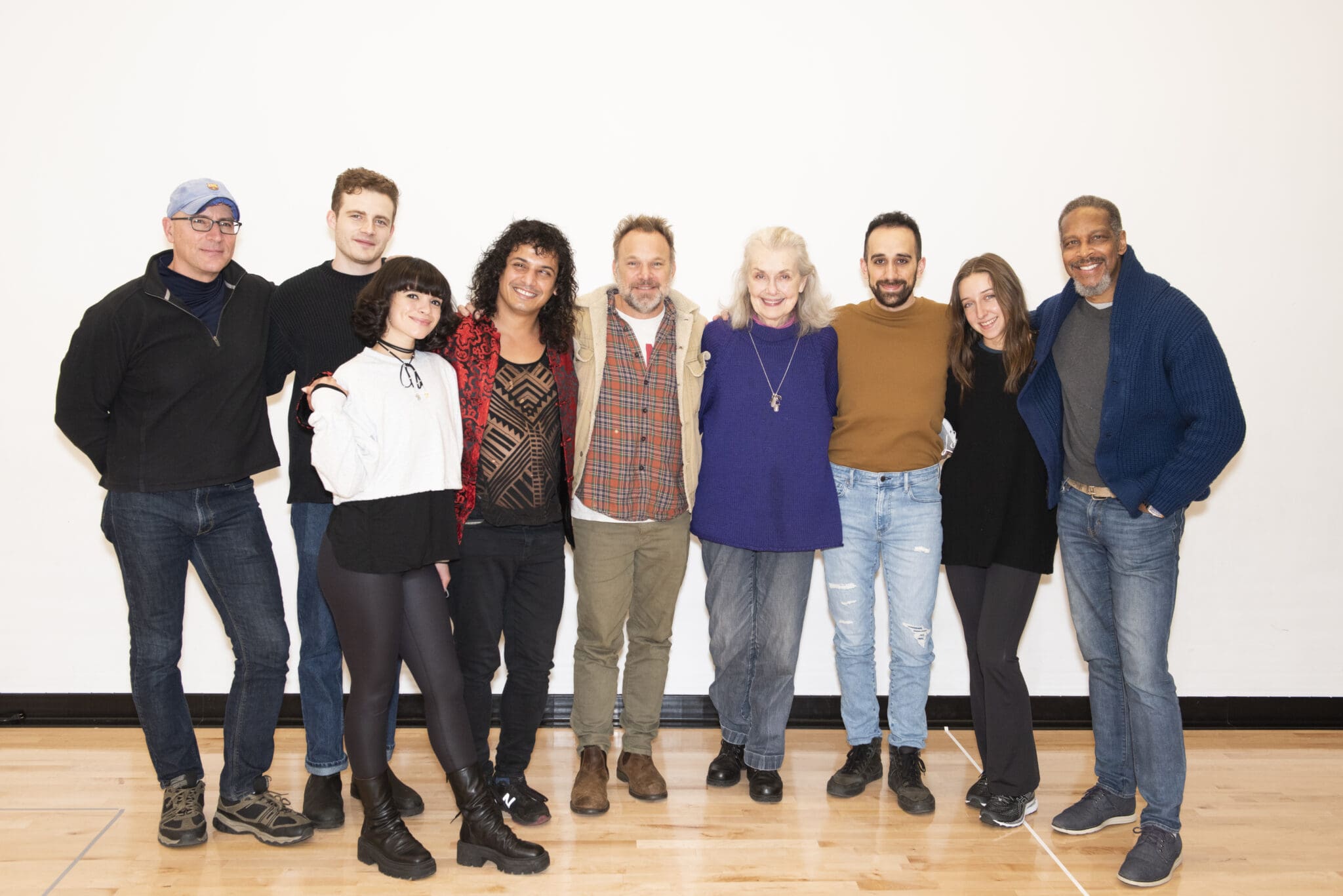 Cast and crew of the Cornelia Street musical pose for a group photo.