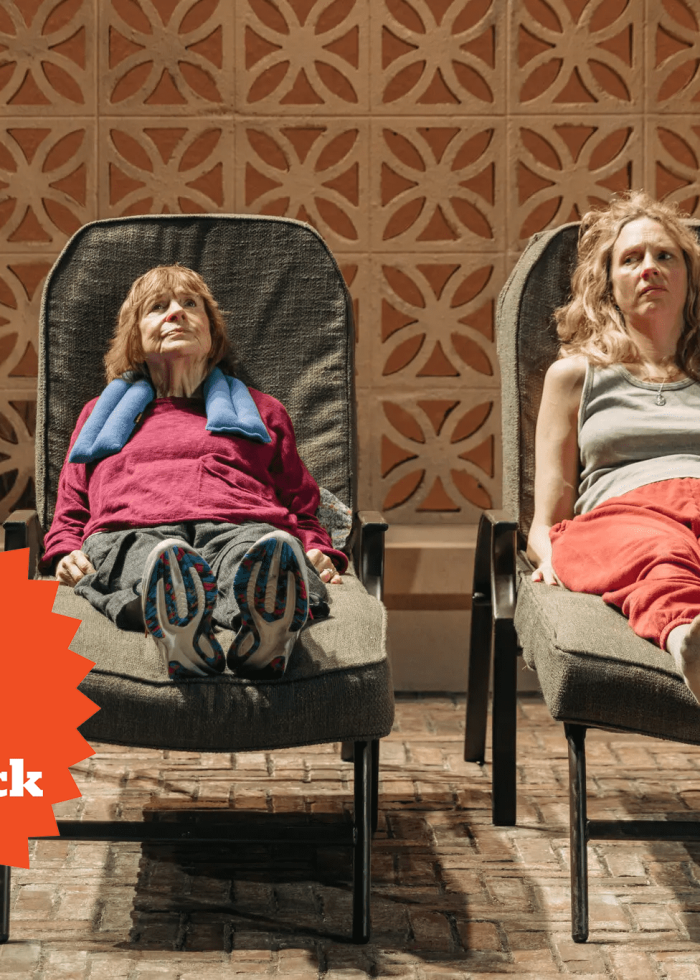 Two women in chairs from 'Infinite Life,' a Critics' Pick.