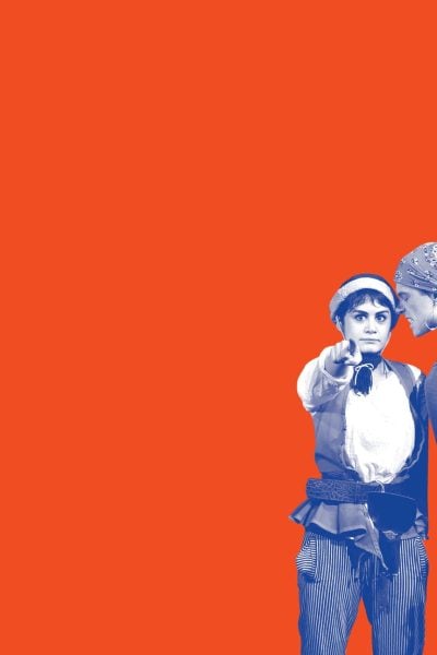 Three child actors in pirate costumes; one points accusingly.