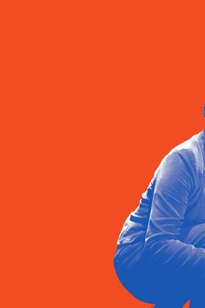 Woman in rabbit ears crouched, reminiscent of The Velveteen Rabbit.