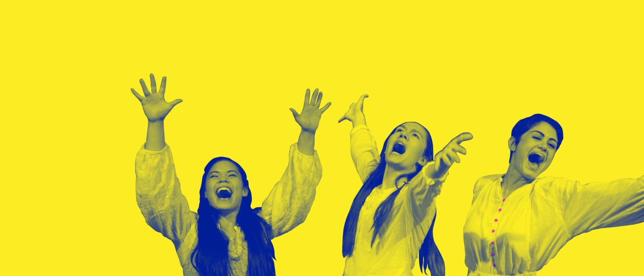 Three girls expressing different emotions: joy, sadness, and neutrality.