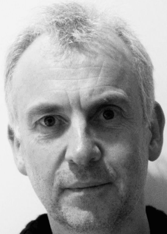 Andrew O'Connor, close-up portrait in black and white