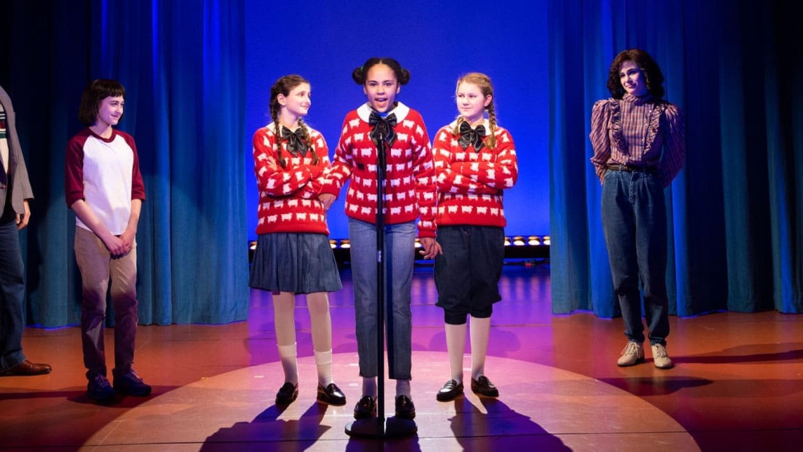 Cast of The Bedwetter musical on stage