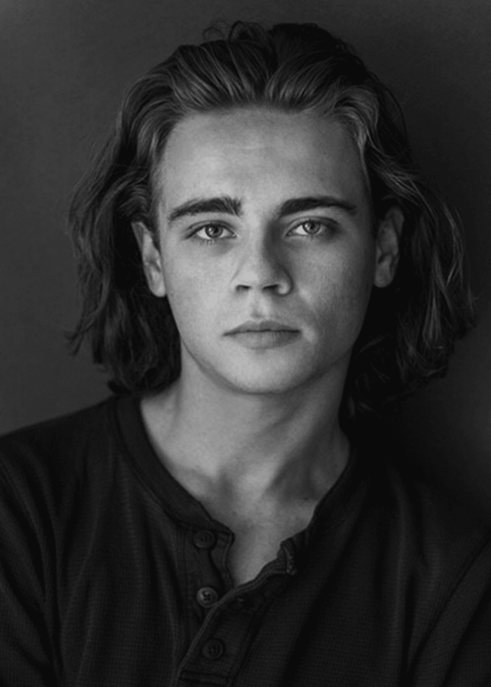 Christopher Dylan White portrait in black and white