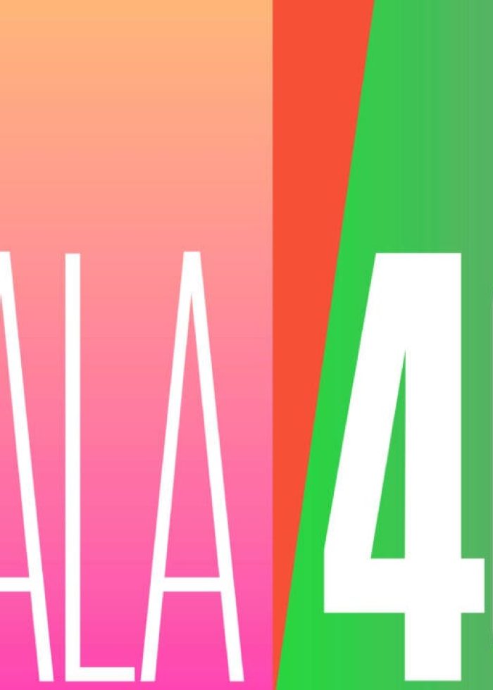 GALA 40 promotional graphic with vibrant colors for Atlantic Theater Company event.