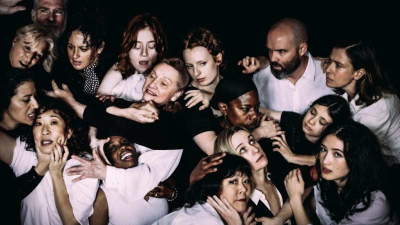 Cast of The Welkin, Atlantic Theater Company production, in a close-up group portrait.