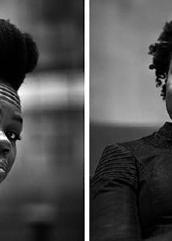 Two Black women, one wearing a hat, in portraits for "Daughters of African Immigrants