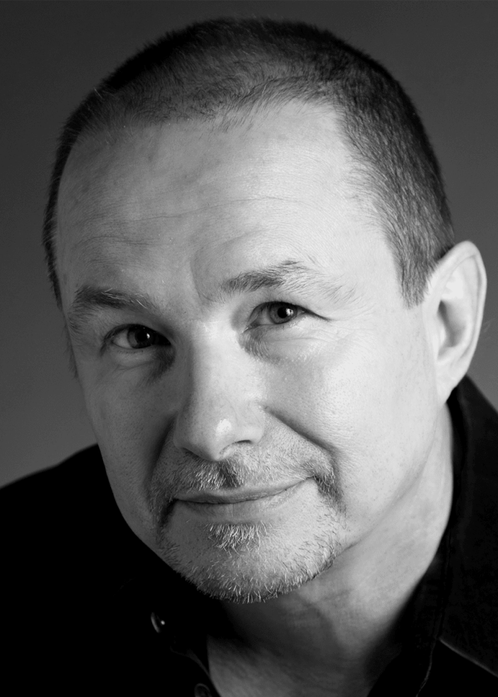 Jim Frangione, actor, in a black and white headshot