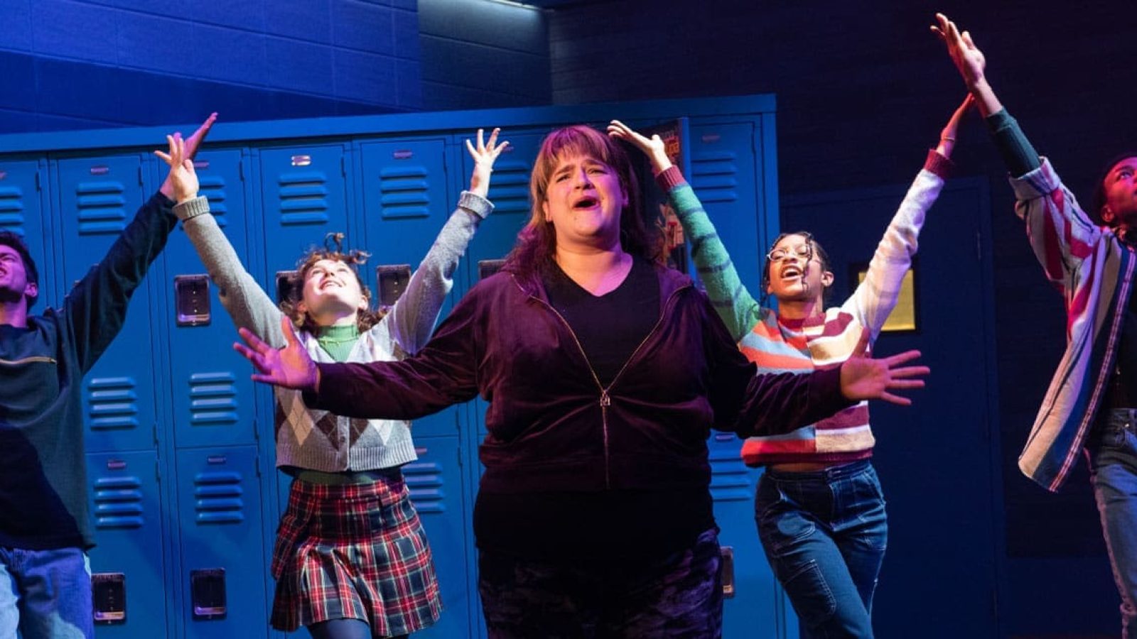 Cast of Kimberly Akimbo musical performing a scene.