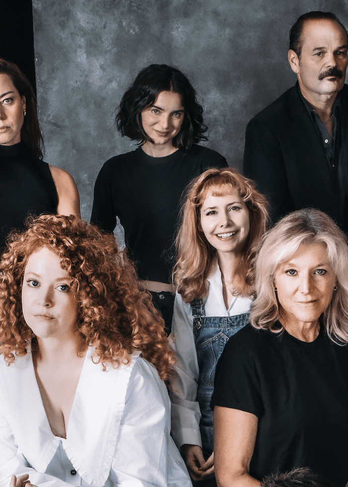 Cast photo from "Let's Love!": Aubrey Plaza and Ethan Coen collaboration.