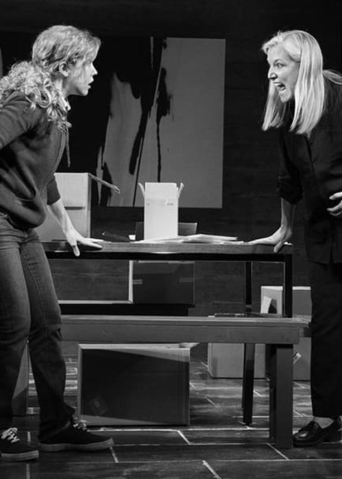 Family argument with a mother yelling at a son, capturing troubled family dynamics