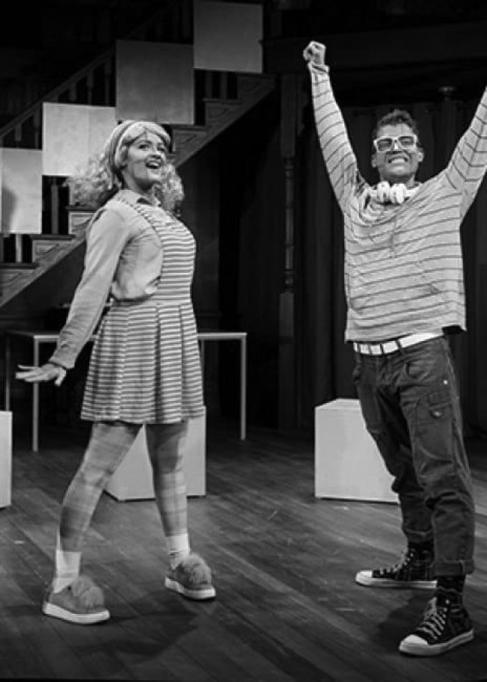 Cast of Polkadots: The Cool Kids Musical on stage, in costume, posing for a photo.