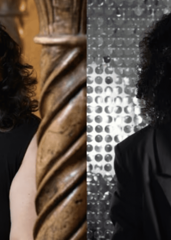 Two women, one with pink-streaked hair, the other in a blazer, likely related to Atlantic Theater Company's 2025 MixFest.