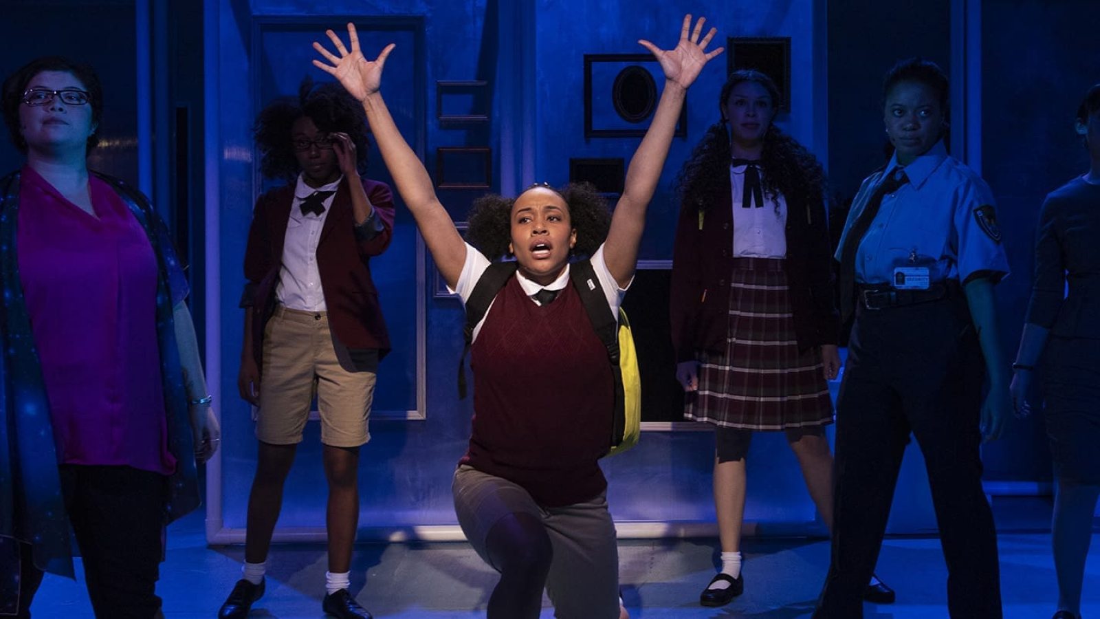 Cast of "She Persisted," the musical, in a dramatic scene.