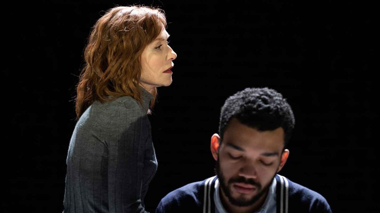 A woman confronts a man, a tense scene from "The Mother".