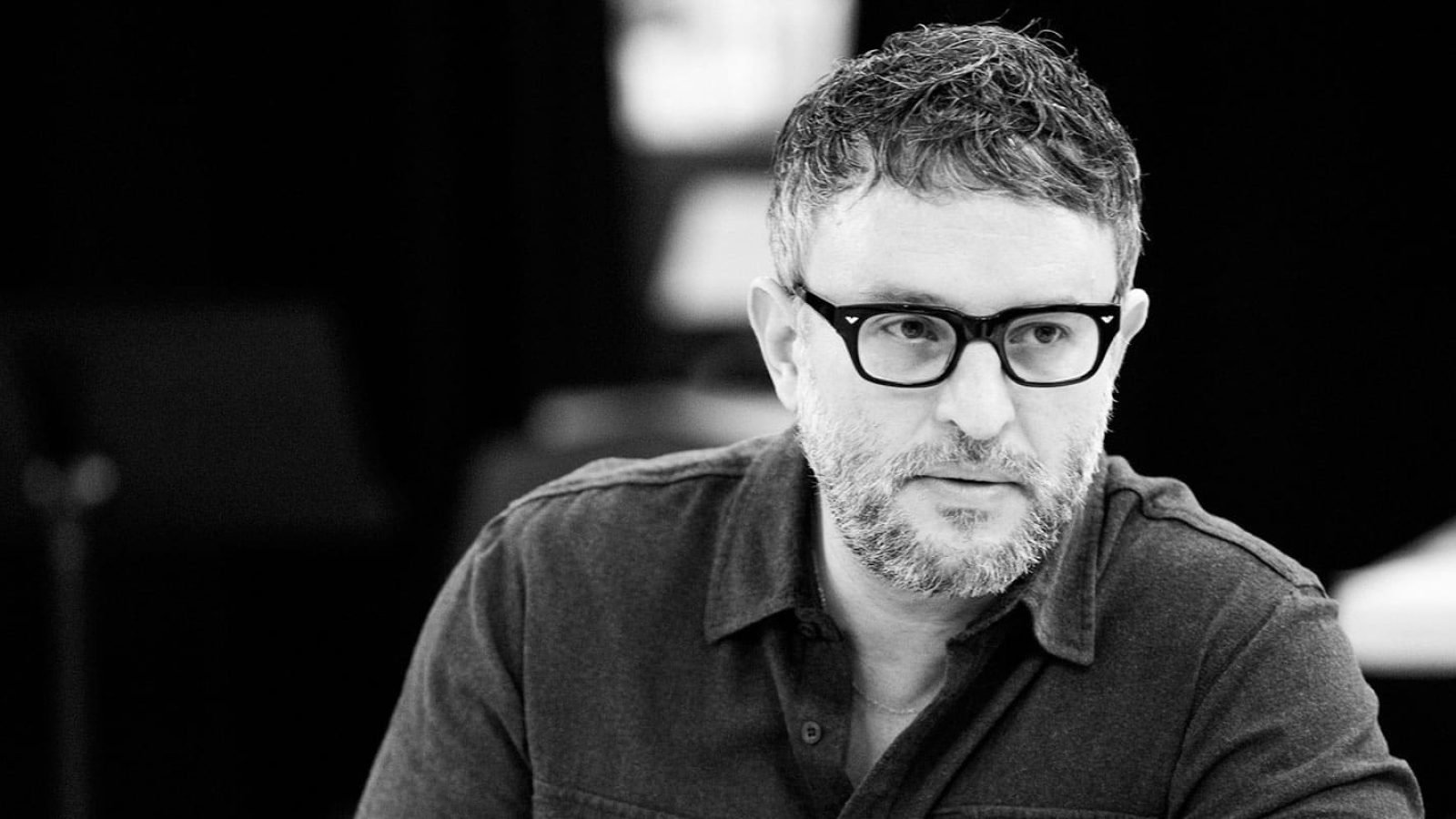 Black and white portrait of director, Stephen Daldry