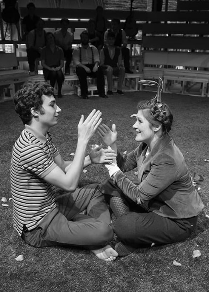 Actors in a Velveteen Rabbit play clapping hands on stage