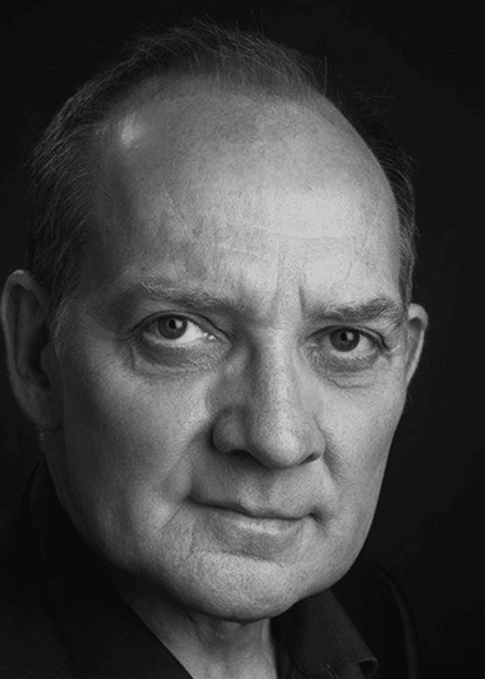 Zach Grenier, actor, in a black and white portrait