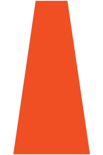 Orange trapezoid shape on a green background.