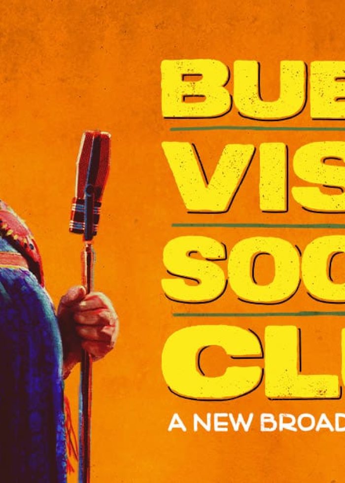 Broadway's Buena Vista Social Club musical poster featuring a woman singing into a microphone.