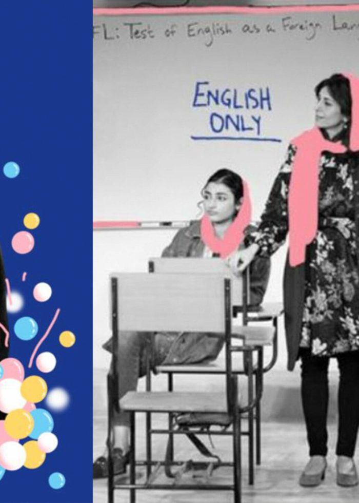 Classroom scene with "English Only" sign, related to learning English as a foreign language.