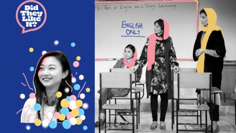 Classroom scene with "English Only" sign, related to learning English as a foreign language.